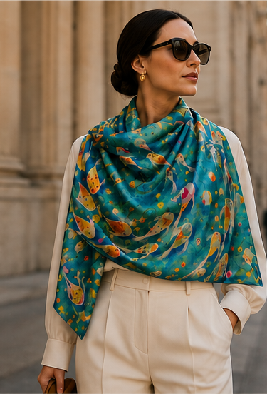 Can a Hermès Scarf Be Displayed and Still Be Worn? illustrated with ArtLoft silk and Veatro imagery