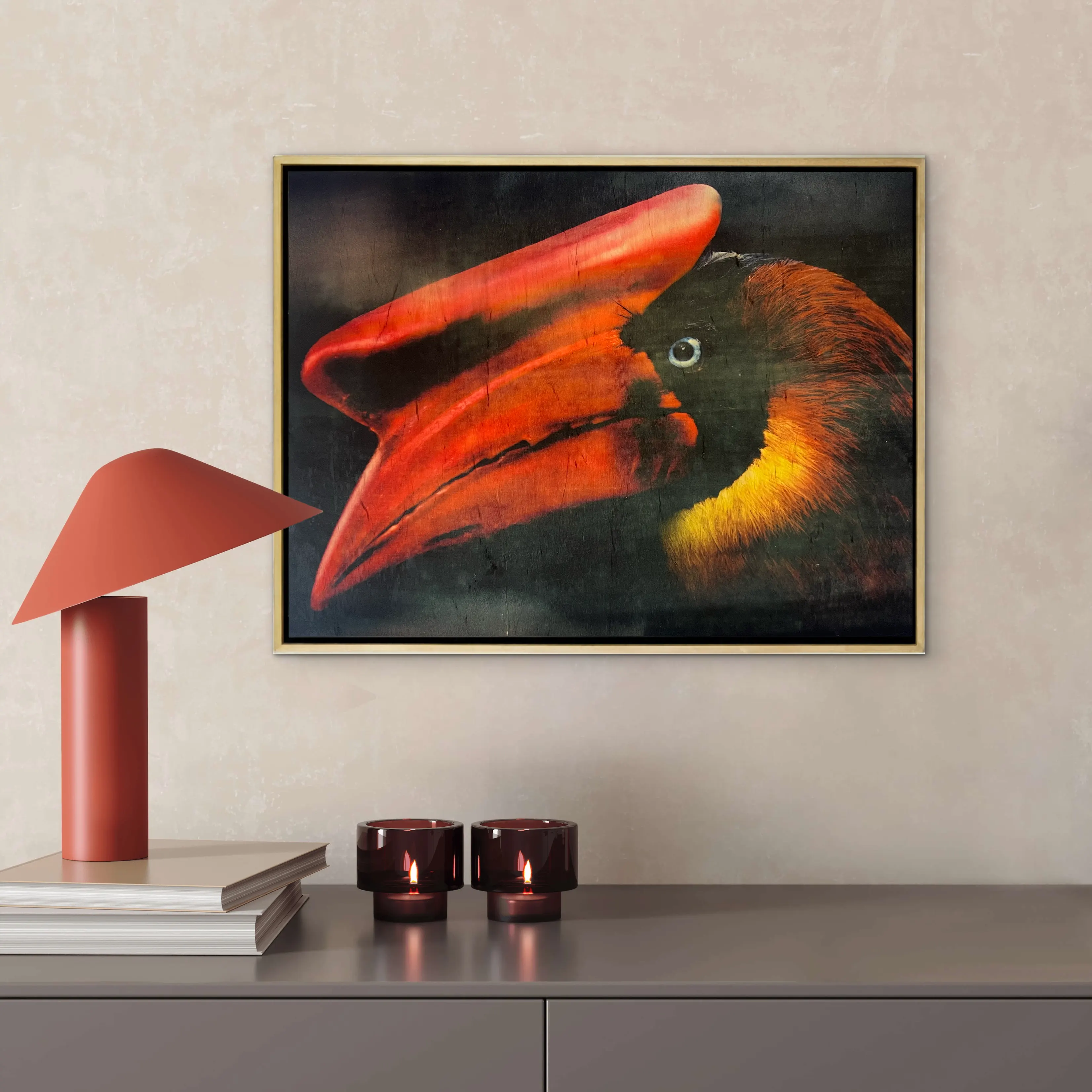A distinctive artwork used to give a boutique interior a specific identity