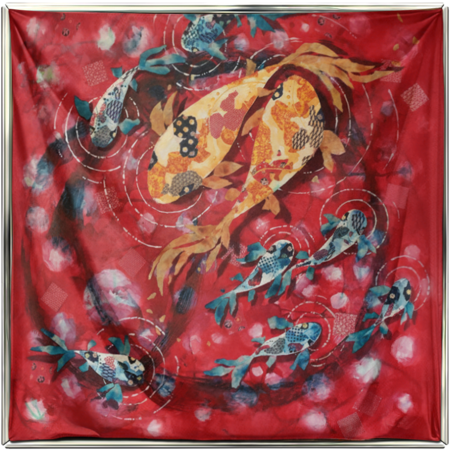 A Kinetic Silk artwork viewed frontally with its image and display system visible